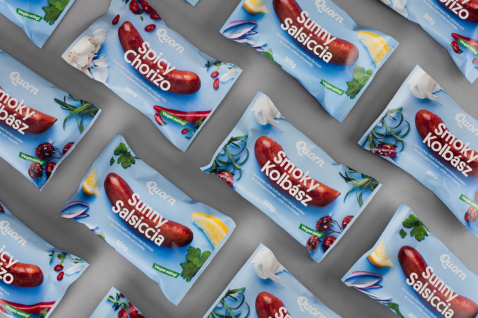 食品公司VI设计,品牌形象设计,素肉包装设计,Quorn植物素肉,www.mopin.cc