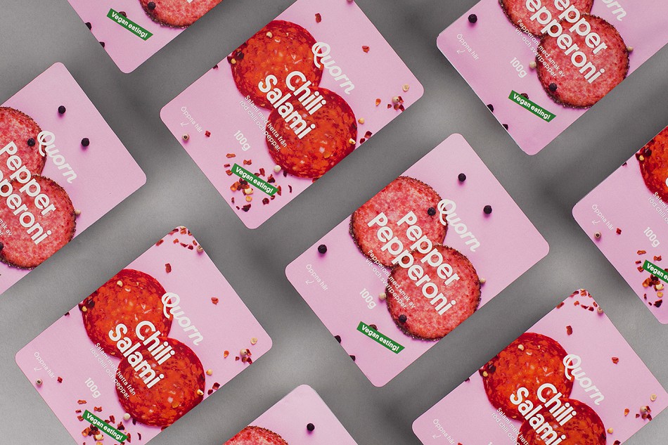 食品公司VI设计,品牌形象设计,素肉包装设计,Quorn植物素肉,www.mopin.cc