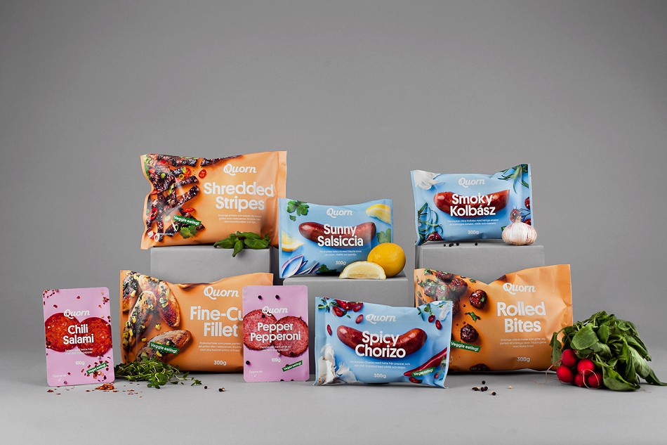 食品公司VI设计,品牌形象设计,素肉包装设计,Quorn植物素肉,www.mopin.cc