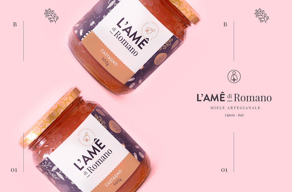 成都摩品包装设计公司-L&rsquo;Ame Honey蜂蜜品牌标志设计,蜂蜜包装设计