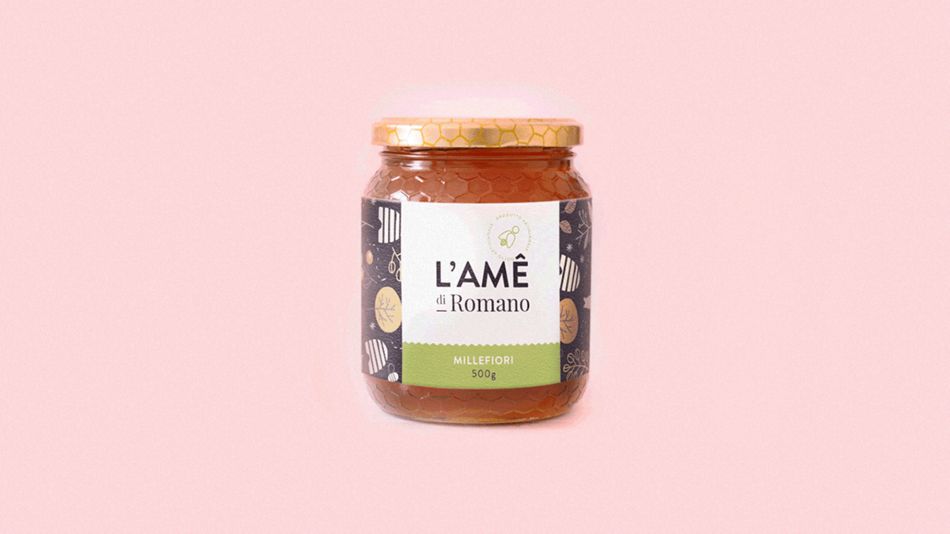 成都摩品包装设计公司-L&rsquo;Ame Honey蜂蜜品牌标志设计,蜂蜜包装设计